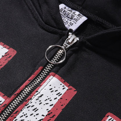 Vale Forever “Devil's Advocate” Zip-Up Hoodie – Black/Red