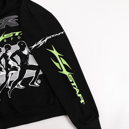 Hellstar Sports Lime Green Runner Graphic Hoodie 'Black'