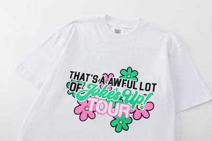 Pop Art Graphic Print Tee Pink Cartoon Oversized White Cotton Streetwear Casual Summer T-Shirt | Pink Pop