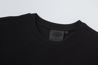 Unisex Black Graphic T-Shirt, Crew Neck Short Sleeve Streetwear Tee