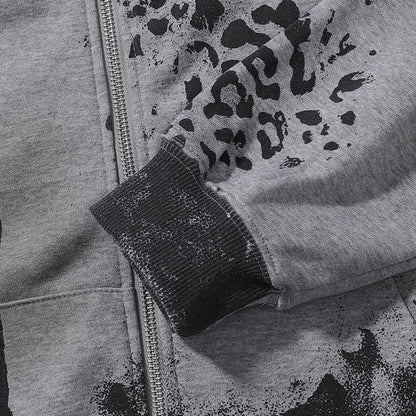 Vale Forever Cheetah Zip Up Hoodie 'Grey'