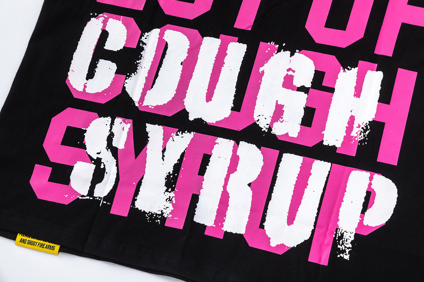 Black oversized graphic T-shirt with pink and white That's an Awful Lot of Cough Syrup slogan print - view 9