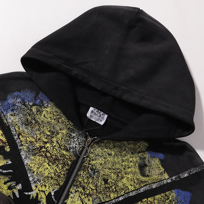 Vale Forever Valley Dreams Skull & Glowing Hands Graphic Vintage Wash Full-Zip Hoodie