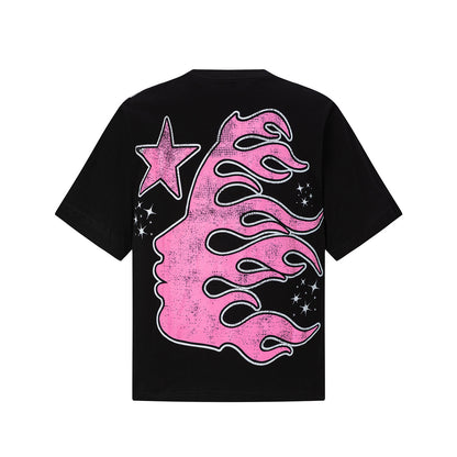 Oversized Short Sleeve Graphic Tee Dropped Shoulder Streetwear Summer Casual T-Shirt | Ember Script
