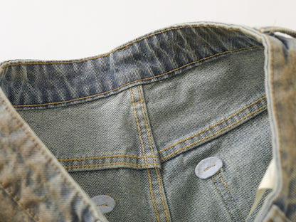 Clay Wash Arc Seam Balloon Wide Leg Jeans Earth Tone Fading Multi-Panel High Waist Baggy Denim Trousers Vintage Streetwear | Clay Arc