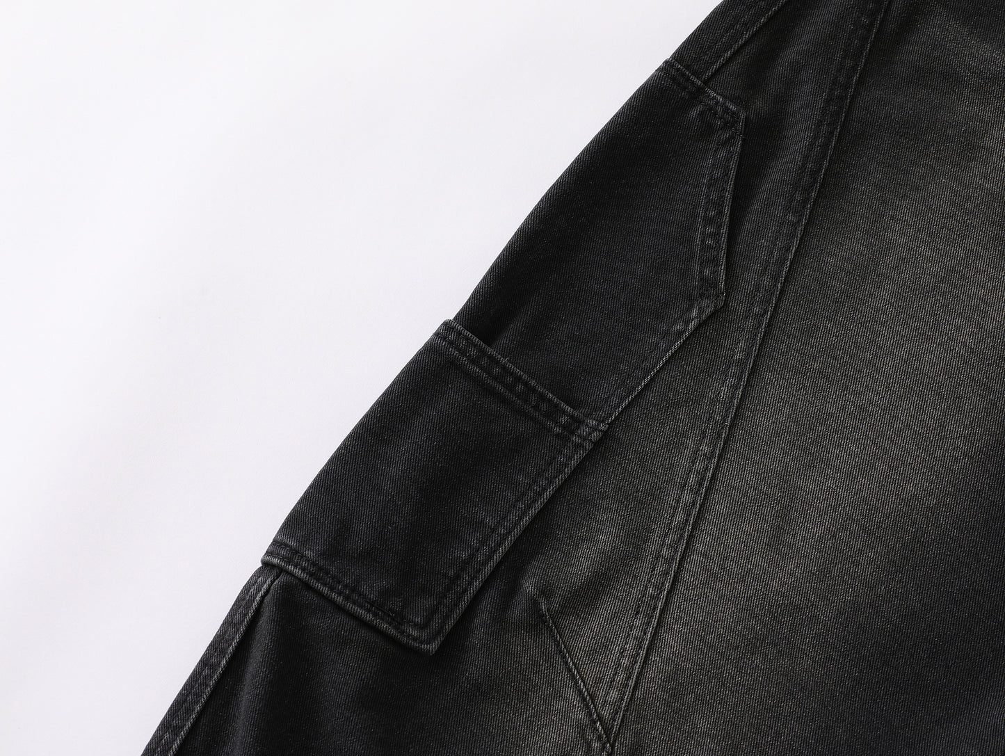 GRAYSTAR Patch Embroidered Cargo Jeans Wide Leg High Waist Washed Black Diagonal Seam Streetwear Denim Trousers | Gray Star