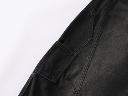GRAYSTAR Patch Embroidered Cargo Jeans Wide Leg High Waist Washed Black Diagonal Seam Streetwear Denim Trousers | Gray Star