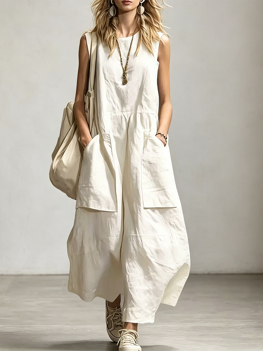 Women's Halter Neck Jumpsuit Deep V Backless Loose Fit Wide Leg Summer Beach Outfit - Seldom Seen Styles