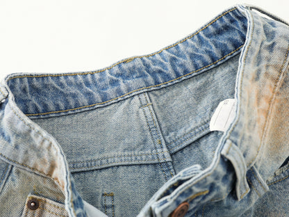 Tie-Dye Distressed Ripped Denim Shorts Wide Leg High Waist Washed Streetwear Summer Casual Jean Shorts | Rust Bloom