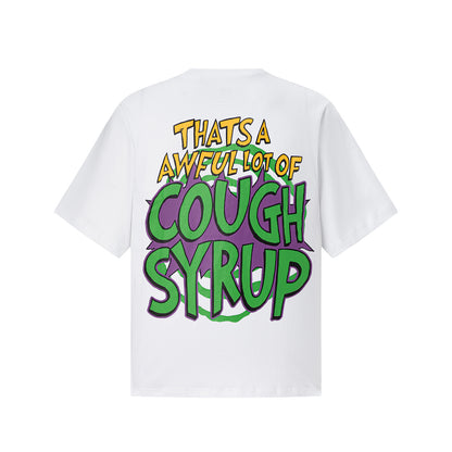 Slogan Label Patch Tee Yellow Woven Tag Oversized White Cotton Streetwear Casual Summer T-Shirt | White Syrup