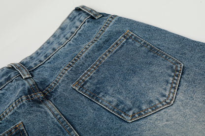 Severs Graffiti Letter Print Rivet Side Seam Wide Leg Barrel Jeans High Waist Washed Y2K Streetwear