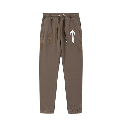 Trapstar Brown Graphic Hoodie and Joggers Tracksuit Set, Two Piece Streetwear Outfit