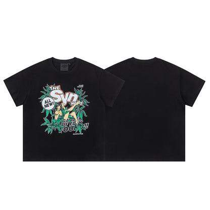 Women's Solid Black Short Sleeve T-Shirt Soft Matte Fabric Casual Loose Fit Everyday Summer Essential Tee | Noir Tee