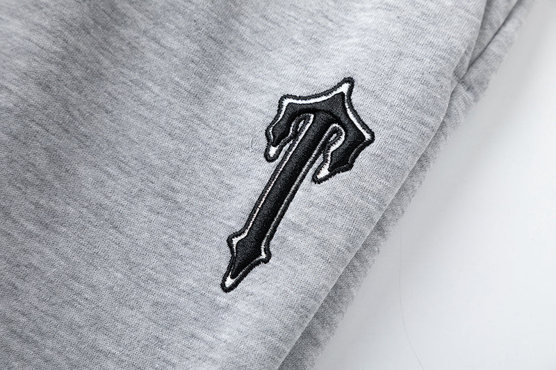 Blue, gray, and white chevron hoodie with matching joggers tracksuit set - view 10