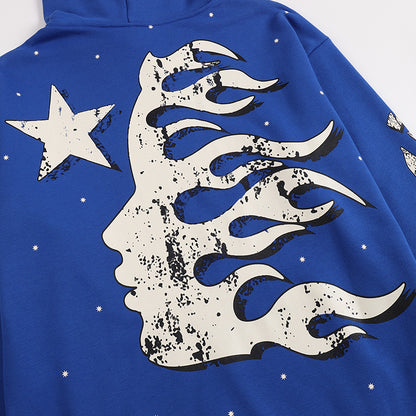 Hellstar Rhinestone Flare Logo Hoodie 'Blue'
