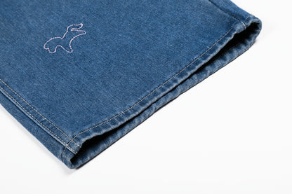 Unicorn Embroidery Wide Leg Denim Jeans High Waist Spiral Print Y2K Streetwear Casual Pants