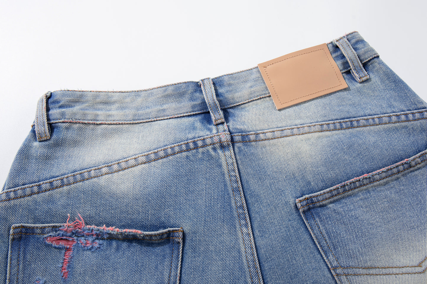 Light Blue Distressed Wide-Leg Cropped Denim Shorts