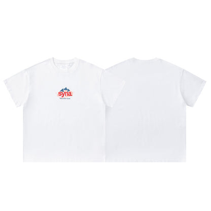 Syna White Mountain Graphic T-Shirt, Short Sleeve Crewneck Logo Tee