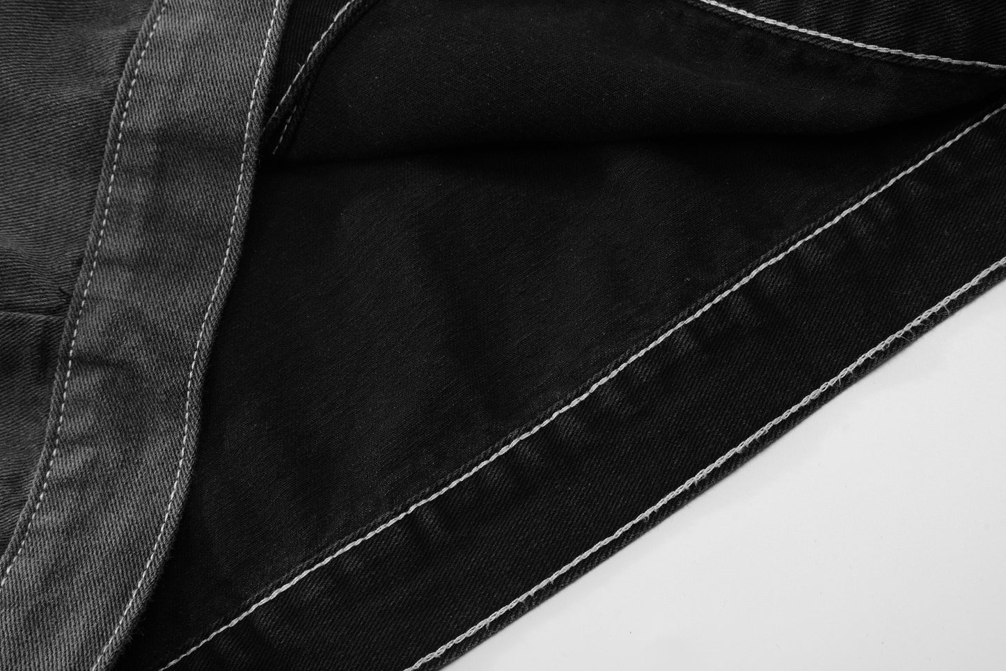 Oversized Two-Tone Denim Jacket Chain Detail Washed Vintage Streetwear Casual Fall Outerwear