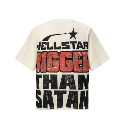 Graphic Print Tee Hellstar Oversized Streetwear Casual Summer Cotton T-Shirt | Solar Hex