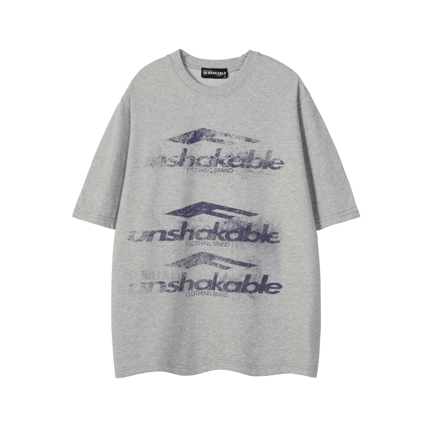 Black Unshakable triple logo tee front view