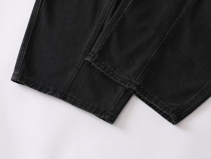GRAYSTAR Patch Embroidered Cargo Jeans Wide Leg High Waist Washed Black Diagonal Seam Streetwear Denim Trousers | Gray Star