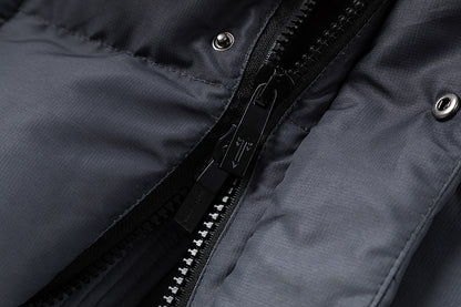 Trapstar Black and Gray Hooded Puffer Jacket, Quilted Zip-Up Streetwear Coat