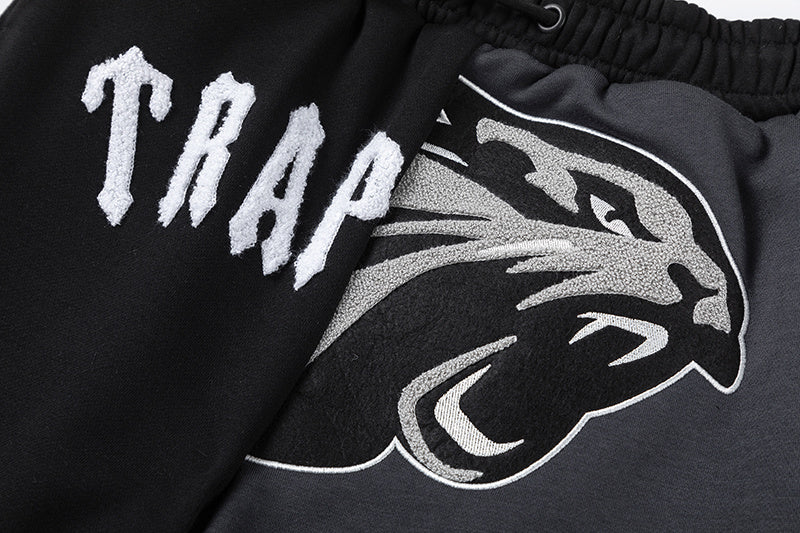 Black and charcoal graphic hoodie and joggers tracksuit set with panther print - view 10