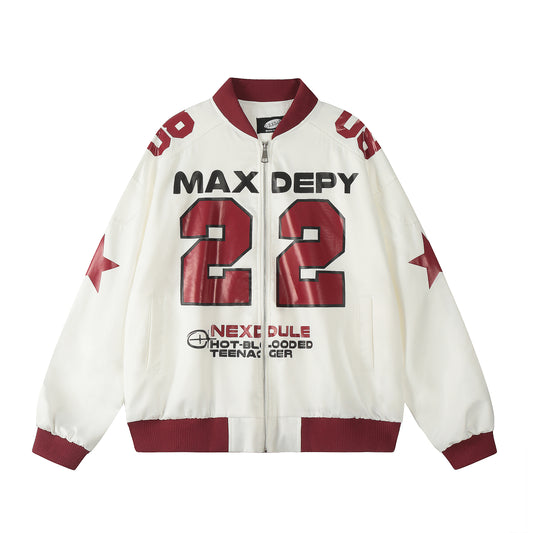 Maxdepy 22 racing bomber jacket white - back
