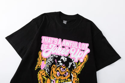 Cartoon Graphic Print Tee Pop Art Drip Face Oversized Black Cotton Streetwear Casual Summer T-Shirt | Drip Face