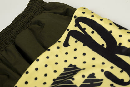 Polka Dot Letter Print Scarf Waistband Wide Leg Parachute Pants High Waist Streetwear Casual Pants