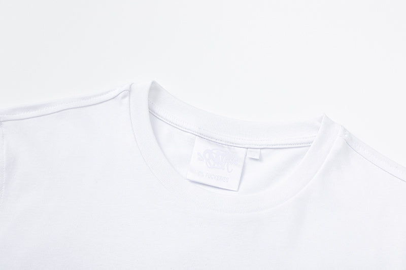 Black short sleeve crew neck T-shirt with light blue graffiti-style chest graphic - view 10