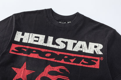 Graphic Print Tee Hellstar Oversized Streetwear Casual Summer Cotton T-Shirt | Ash Blaze