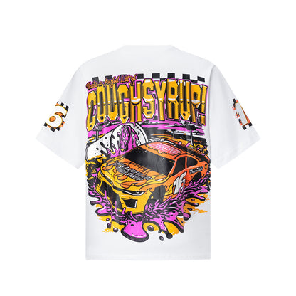 Unisex Graphic T-Shirt, Short Sleeve Crew Neck Racing Car Print Tee
