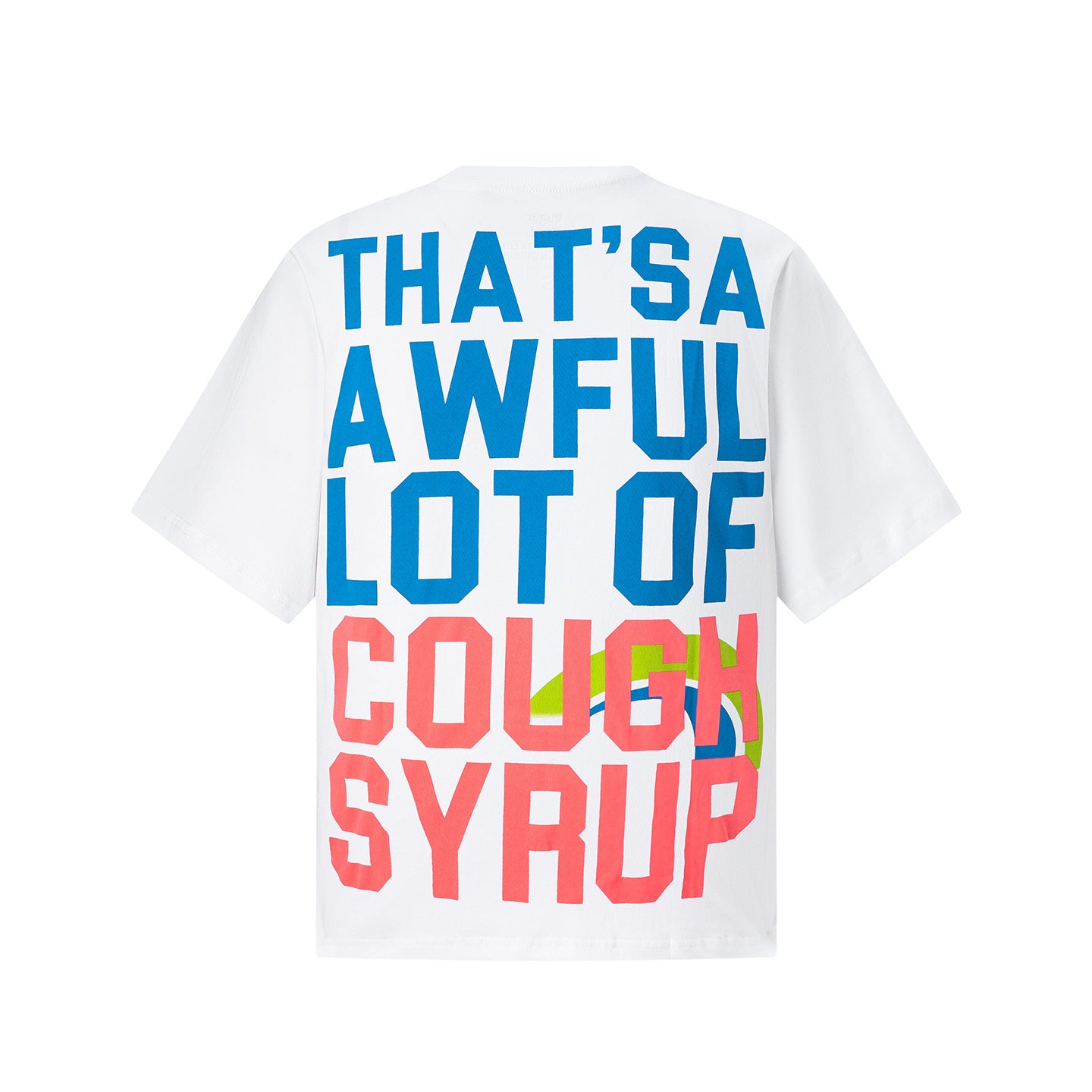White unisex graphic T-shirt with colorful Plan B and cough syrup text print on the front and back - view 10