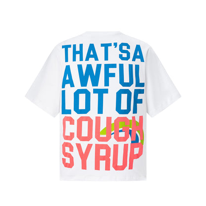 Unisex Graphic T-Shirt, White Crew Neck Short Sleeve Plan B Cough Syrup Print