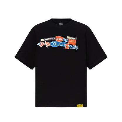 Graphic T-Shirt, Crew Neck Short Sleeve Cough Syrup Typography Shirt