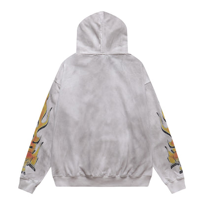 Majestik Floral Skull Rhinestone Fleece Hoodie