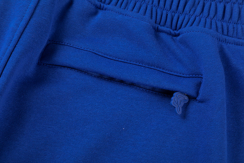Blue unisex graphic T-shirt and shorts set with crewneck top, elastic waist shorts, and side pockets - view 10