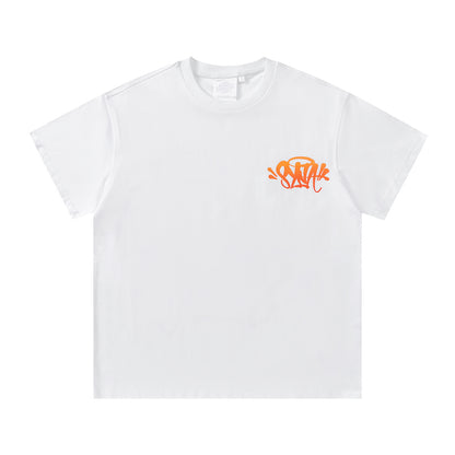 SATTAK Unisex Graphic T-Shirt, Crew Neck Streetwear Tee with Orange Print