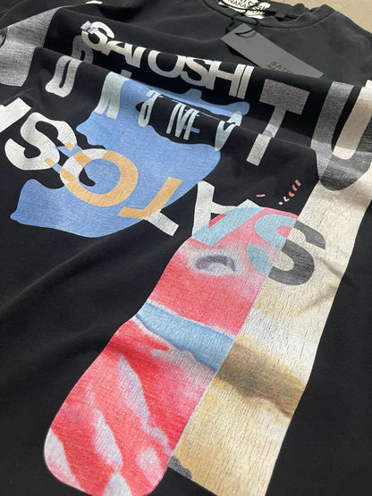 SATOSHI NAKAMOTO Mirror Logo Vintage Tee / Black