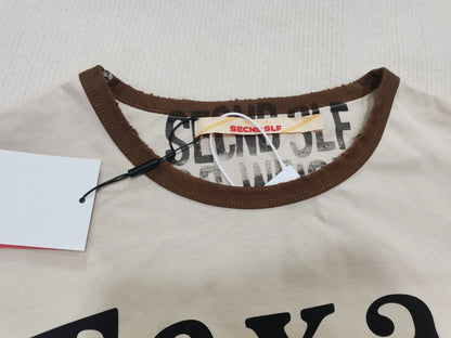 SECND SLF Texas Is For Lovers Ringer Tee Washed Cream Distressed Raw Hem Heart Print Vintage Western Streetwear | Texas Lover