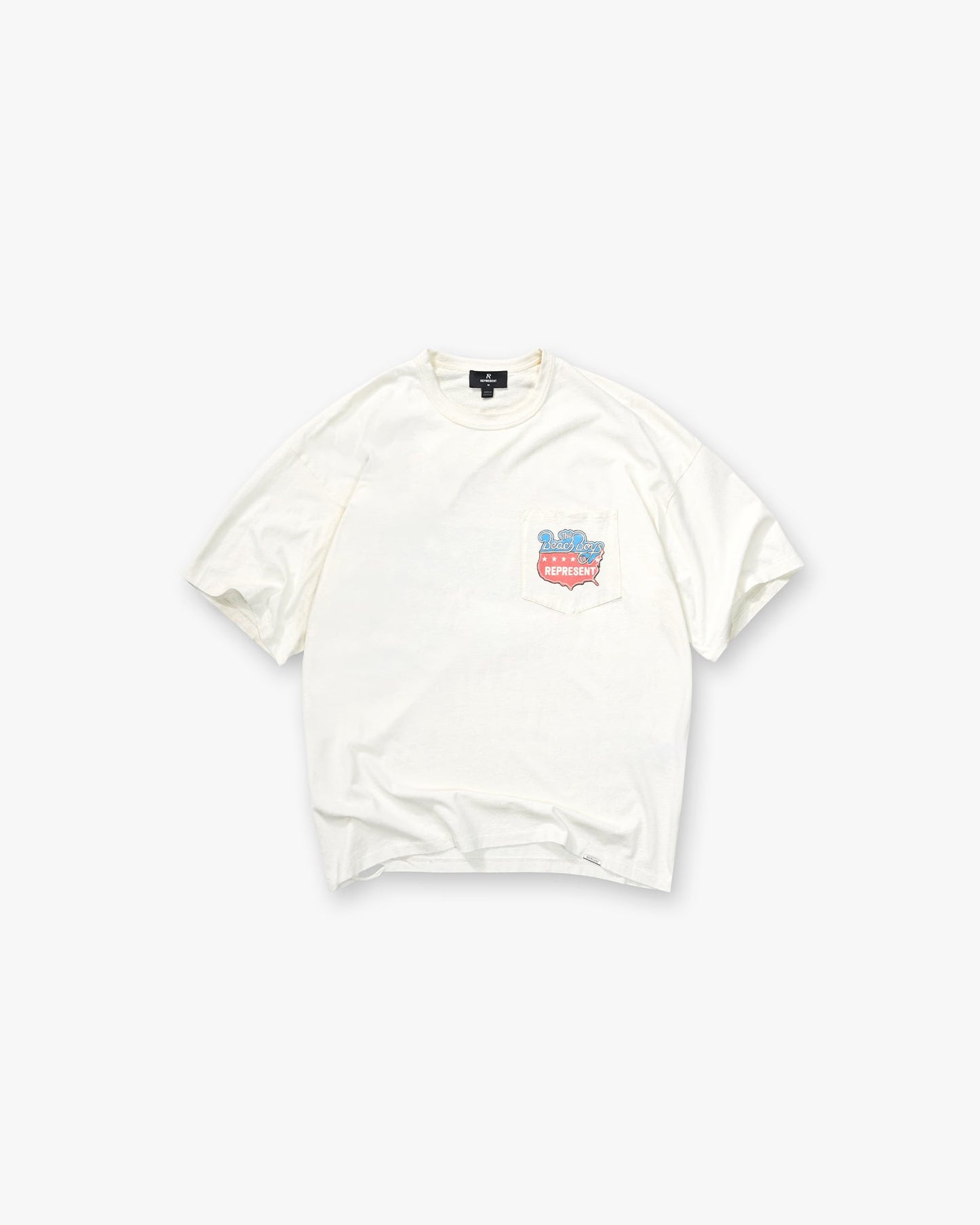Represent Nothing Faster Boxy Graphic Tee Washed Heavyweight Pocket Surfer American Flag Print Vintage Streetwear T-Shirt | Wave Flag