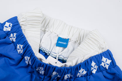 SRVE Letter Star Print Wide Leg Parachute Pants High Waist Drawstring Streetwear Casual Pants