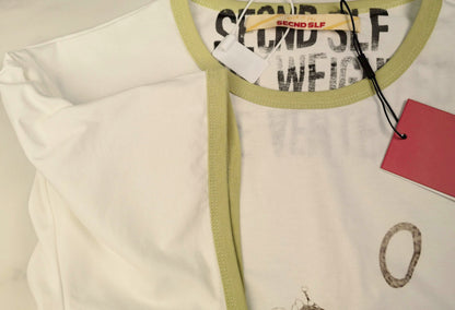 SECND SLF No Thank You Bee Ink Splash Short Sleeve Tee Off-White Washed Boxy Ringer American Vintage Streetwear | No Thanks Bee