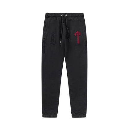 Solid Black Fleece Two-Piece Set Casual Loose Pullover Top Wide Leg Pants Matching Outfit Cozy Streetwear Co-ord Set | Noir Fleece