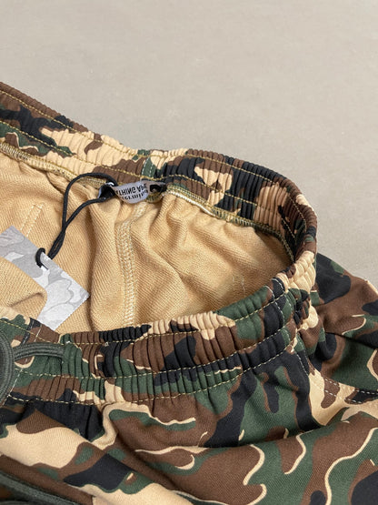 Tribal camo-printed denim shorts