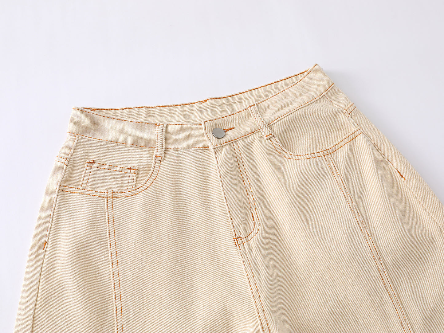 Colorful Button Embellished Wide Leg Denim Shorts Arc Seam Detail High Waist Casual Streetwear Baggy Jean Shorts | Button Row