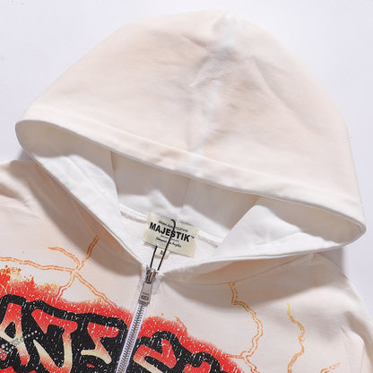 MAJESTIK Bear Crop Zip-up Cream