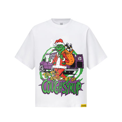 Slogan Label Patch Tee Yellow Woven Tag Oversized White Cotton Streetwear Casual Summer T-Shirt | White Syrup